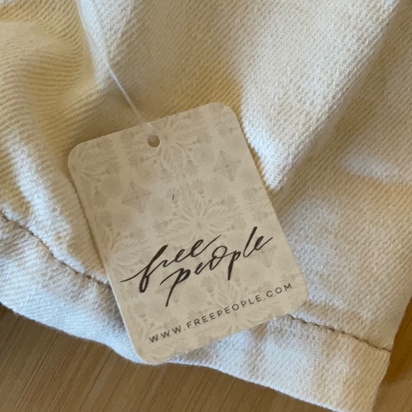 Free People Fringe Out Denim Jacket.  Ecru.  Size L. NWT - Picture 6 of 7